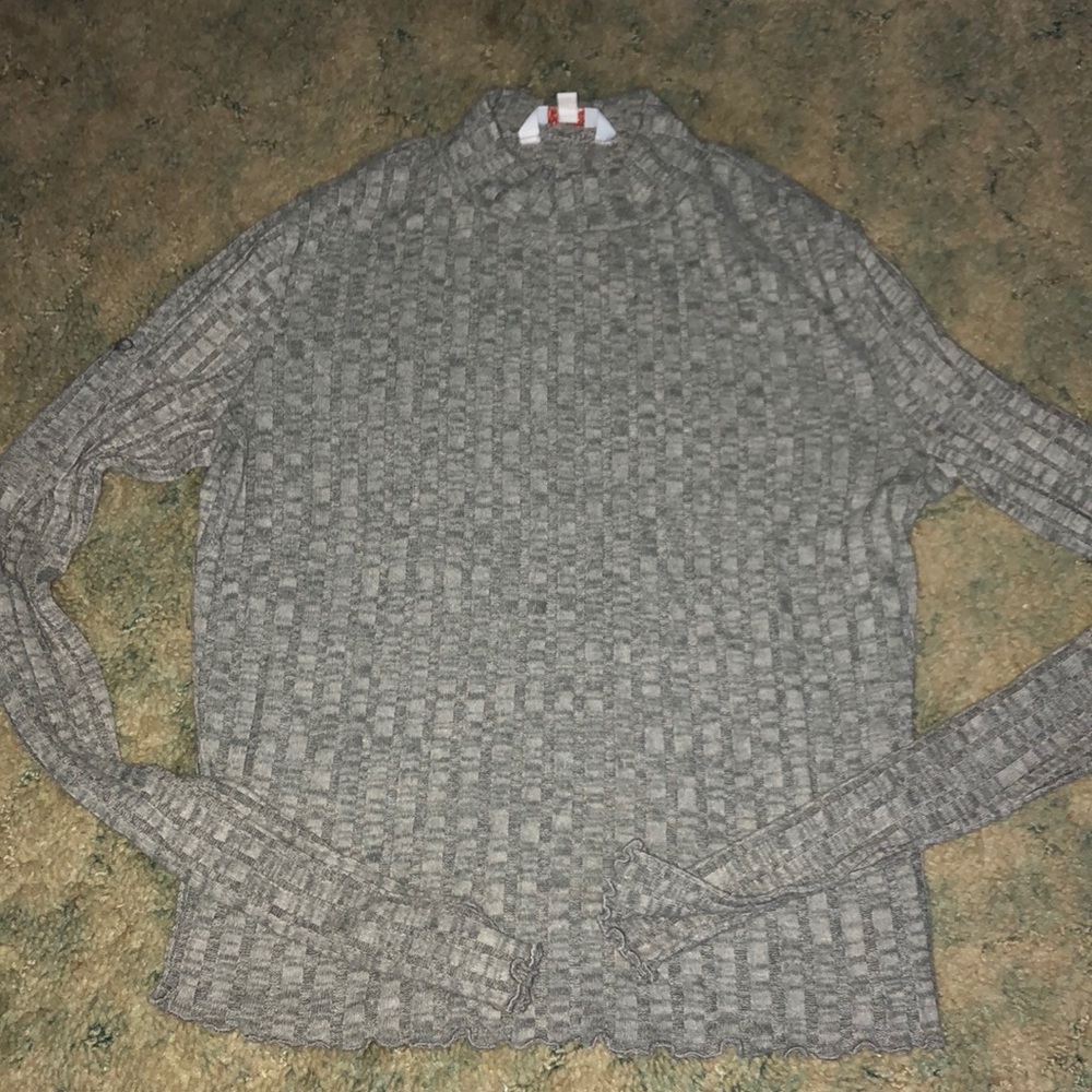 Gray turtleneck sweater